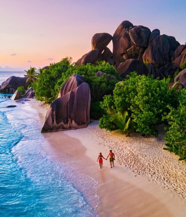 Anse,Source,D'argent,Beach,,La,Digue,Island,,Seyshelles,,Drone,Aerial